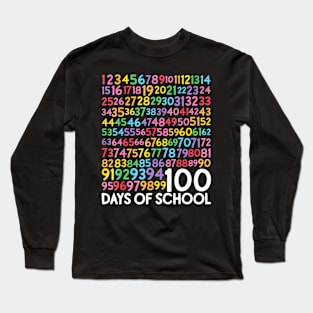 100th day of school teacher kids 100 days math numbers Long Sleeve T-Shirt